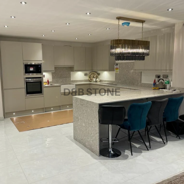 Terrazzo Quartz with Breakfast Peninsula